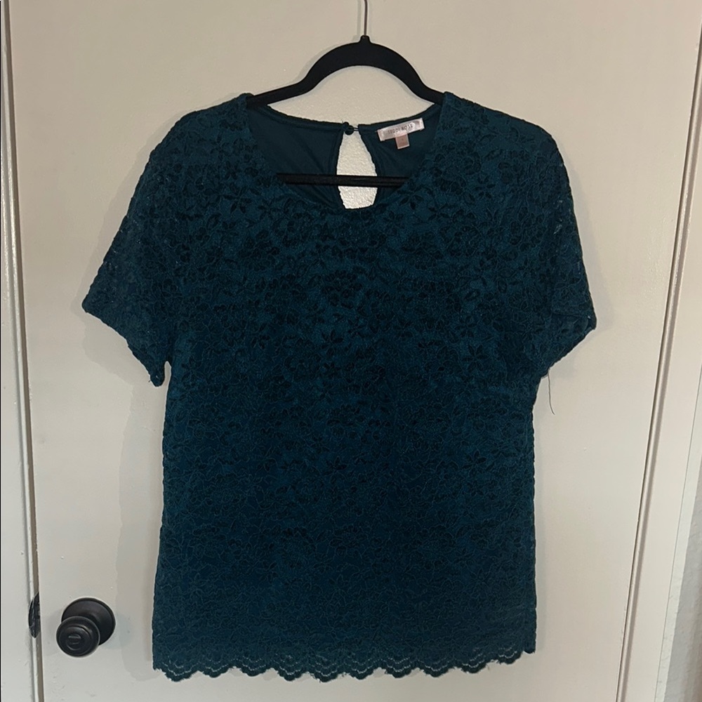 Elegant Teal Lace Top